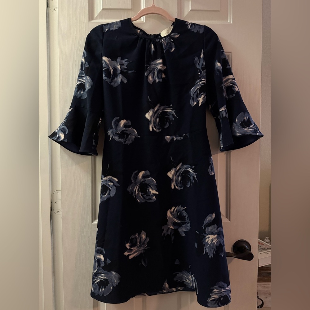 Kate Spade Navy Floral Long Sleeve Dress